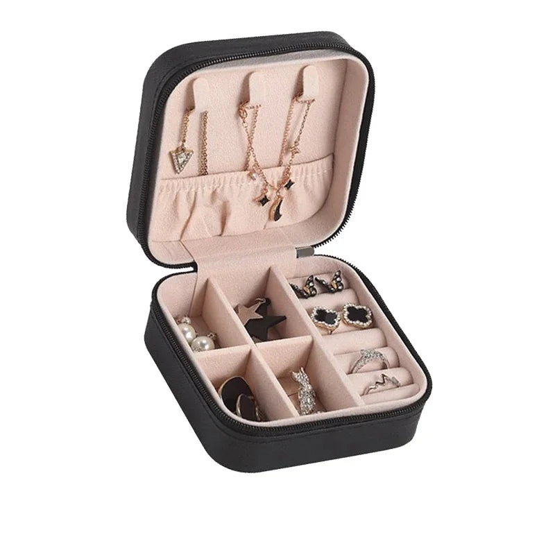 Portable jewelry storage box, jewelry storage box, earrings, necklaces, rings, layered mini jewelry display case
