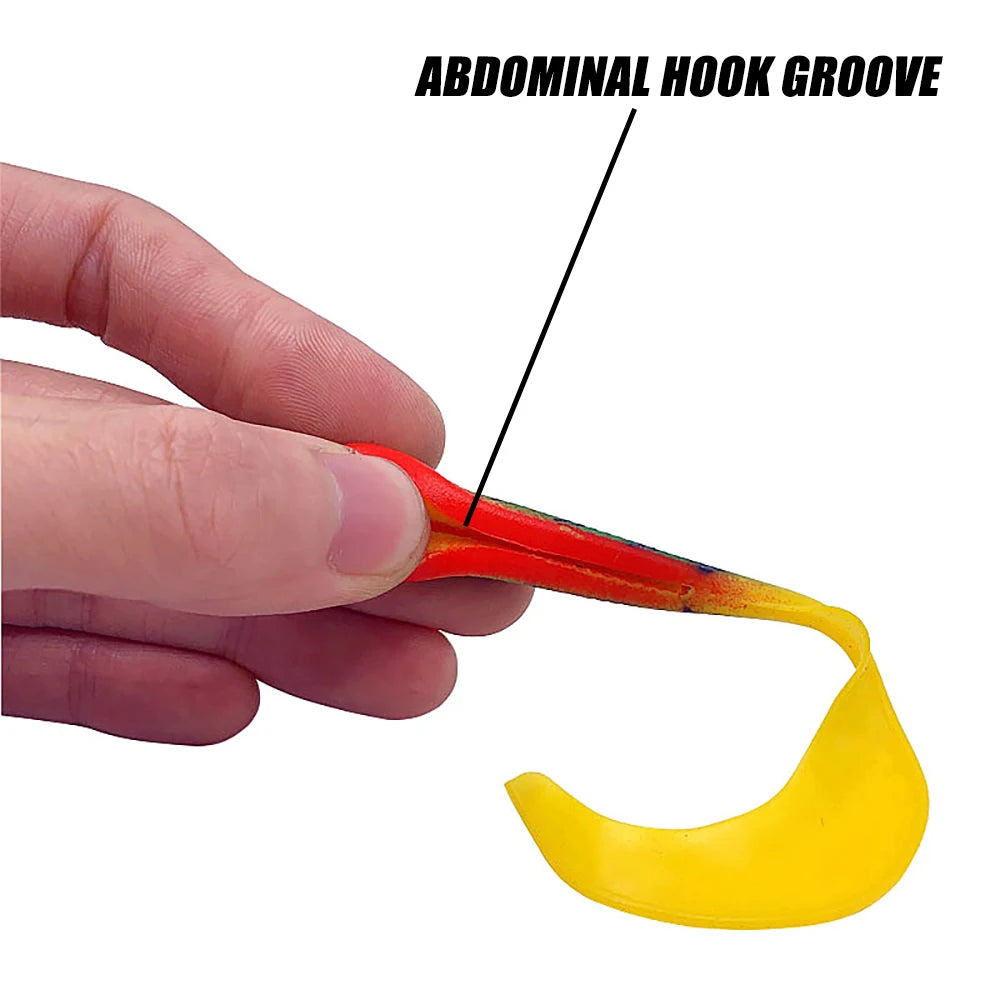 4 pièces/lot appâts de ver souples, appâts de bar à longue queue, leurre de pêche réaliste 4 pièces leurre de pêche Wobblers de gabarits 12.5cm 55g Shad t-tail