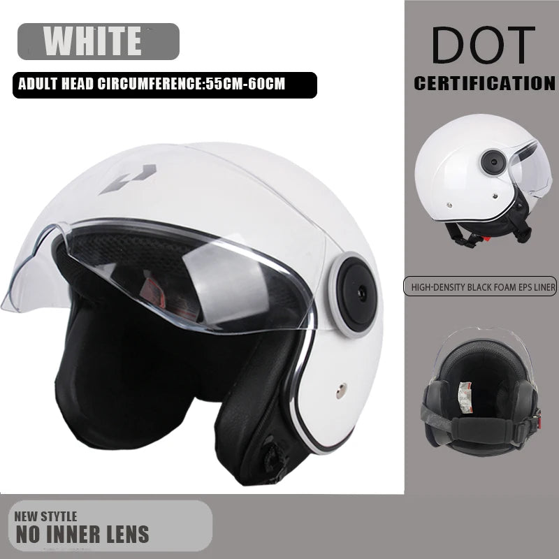 Casque Moto Ouvert Vintage Rétro DOT 3/4 — Cruiser Homme Femme