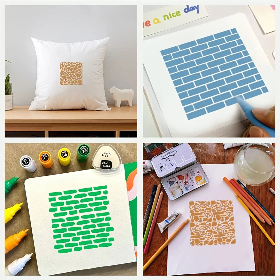 Pochoirs en Plastique Réutilisables — Lot de 12 Pièces DIY Peinture & Déco