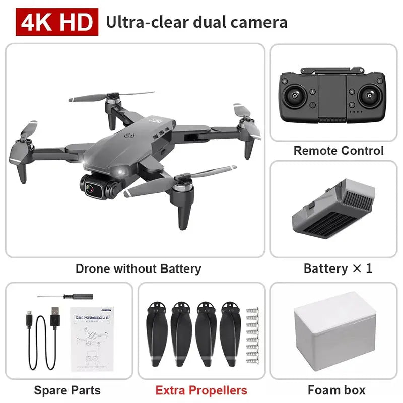 Drone professionnel 4K 5G GPS — double caméra, sans brosse, pliable, quadrirotor RC, distance 1,2 km