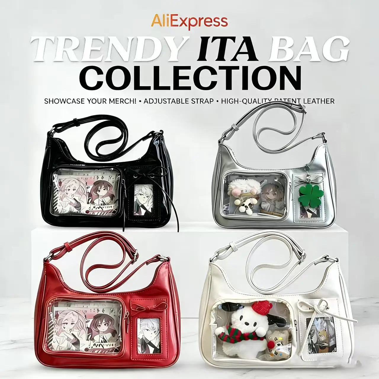 Y2K Harajuku Shoulder Bag Women Korean Transparent Ita Bag School Crossbody Bag Japanese Designer Preppy Handbag Purse