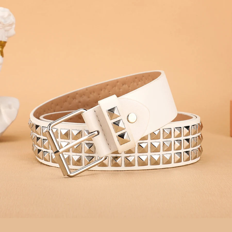 Fashion Rivet Heavy Metal Belt Men Women Punk Nightclub Rock Style Jean Belt Y2K Belt Fashion Decoration Women Belt