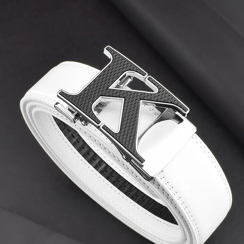 High quality letter k Belt white leather men Famous luxury designers young men cowhide brand Casual Jeans fashion Belt for Men