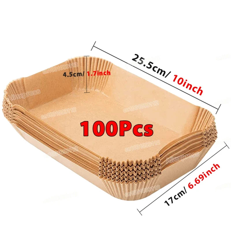 Papel antiadherente para freidora de aire y pollo, papeles redondos para hornear, revestimientos de papel, accesorios de cocina, 50 piezas, 100 piezas