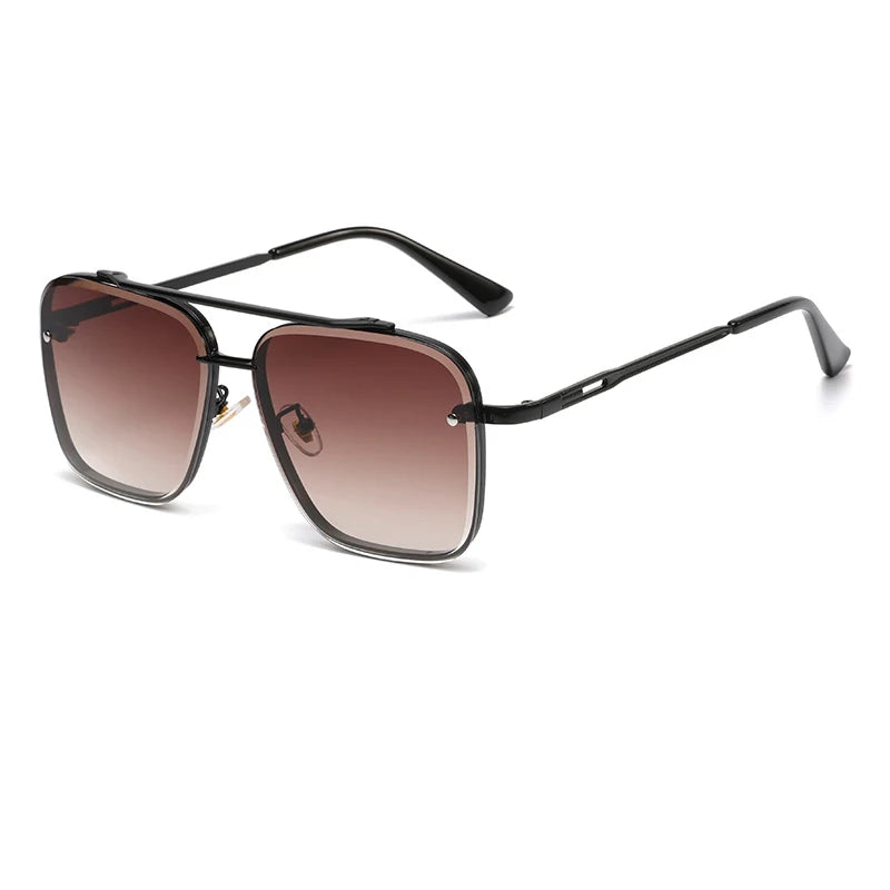 New Gradient Sunglasses for Men Fashion Metal Big Frame Sunglasses Luxury Brand Design Sunglasses for Men