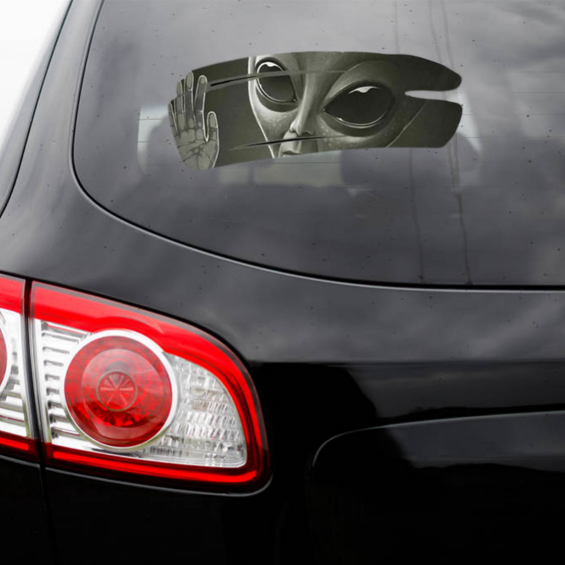 Autocollant 3D en vinyle craquelé Alien, 11.8X7.87CM, autocollant pour voiture de course automobile, pour couvrir les rayures et tirer les fleurs