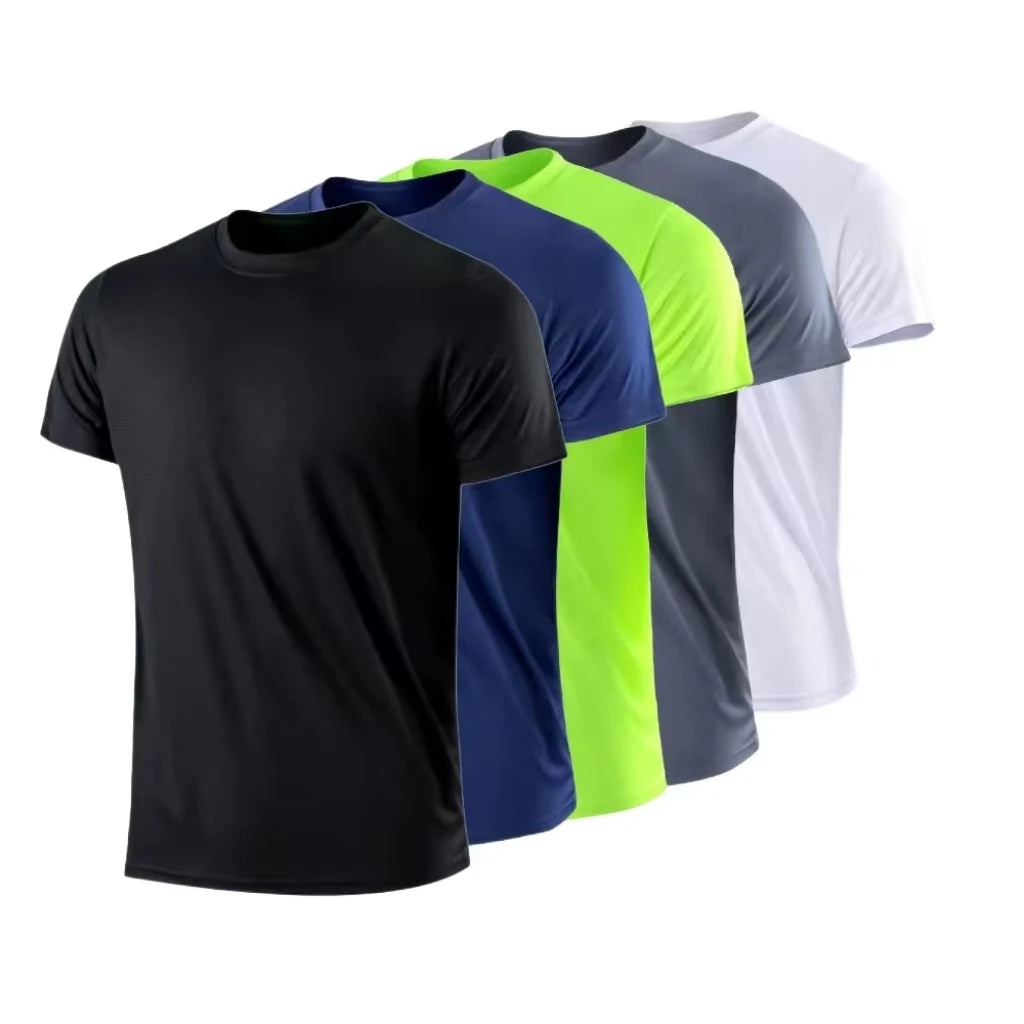 Camiseta de verano para gimnasio, de secado rápido, para correr, de musculación, de manga corta, tops deportivos para hombre, camiseta de punto de talla grande