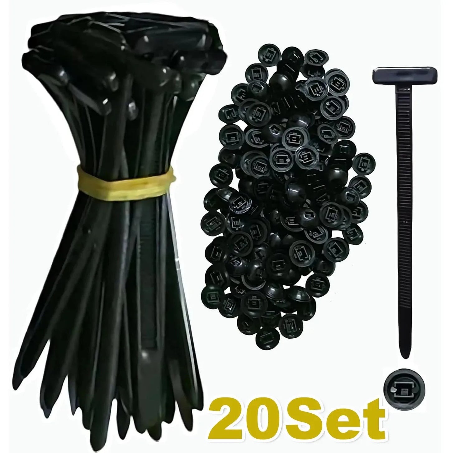 Universal Nylon Cable Tie Mount, Self-Fixing Screw, Replacement Clip for Car Fender, Engine Splash Guard, Secure Wire Management
