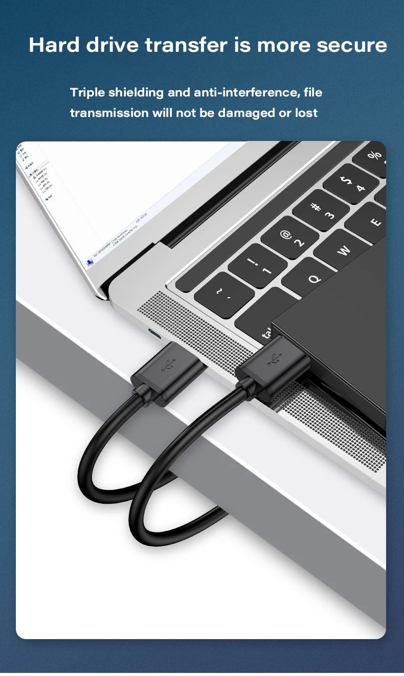 Câble d'extension USB 3.0 mâle vers mâle, 5Gbps, transmission rapide, câble de données, ordinateur portable vers disque dur mobile, TV
