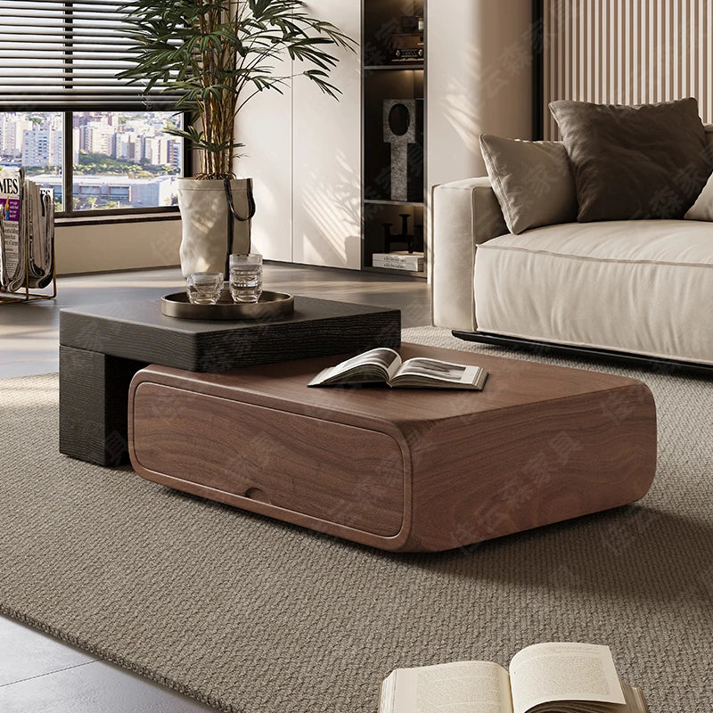 Walnut Small Coffee Table Combination Apartment Living Room Side Tables Household Modern Cream Mesa De Centro Sala Furniture