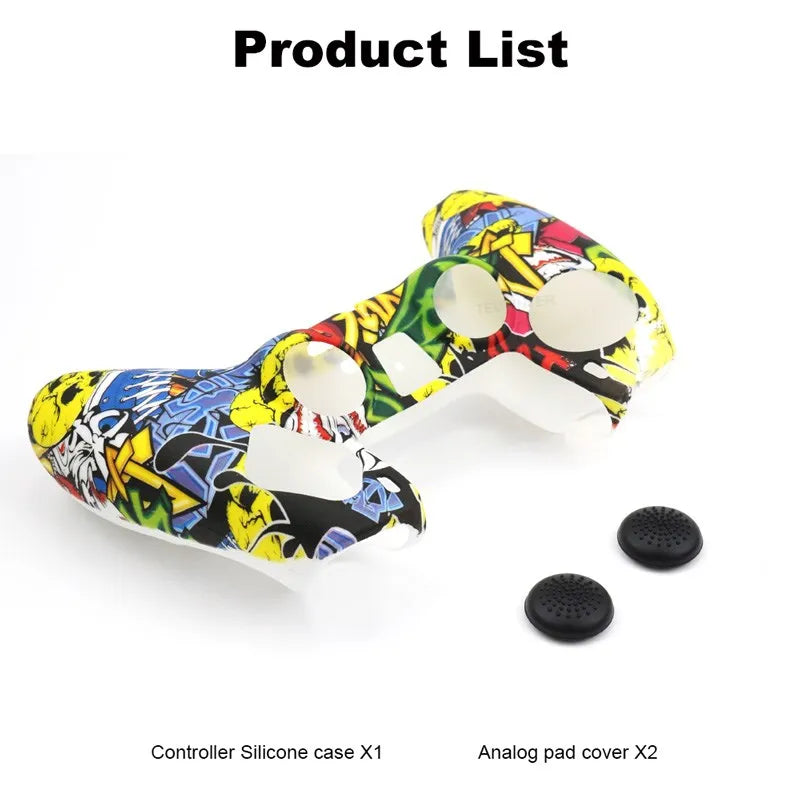 Housse de protection en silicone pour manette de jeu Slim — étui en caoutchouc antidérapant avec capuchons de poignées de pouce