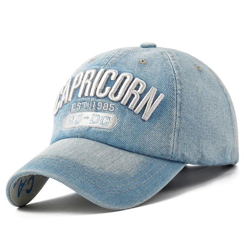 Denim Baseball Cap for Men and Women, Embroidered Letter Flap Hat, Summer Sport, Hip Hop, Gorras, Unisex, 2024