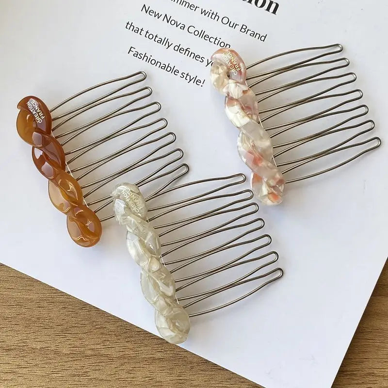 Peigne pince à cheveux torsadé mode — élégant, côté, épingle, fille, accessoires