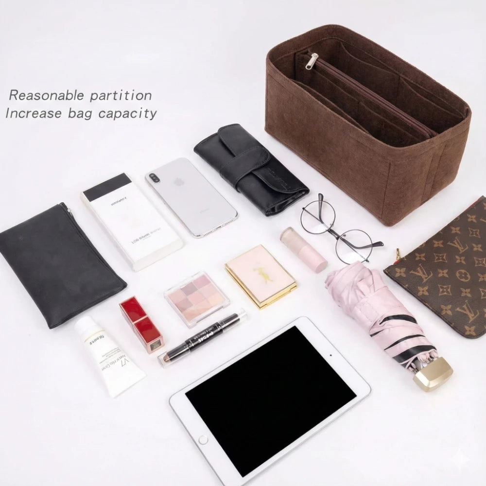 Felt Handbag Organizer, Insert Organizer for Luxury Speedy 25 30 35 Handbag, Makeup Bag, Shaping Liner, Travel Inner Pouch