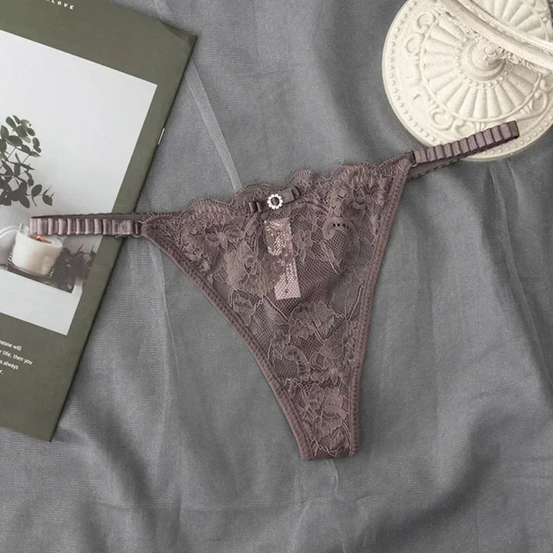 G-String Dentelle Femme — Culotte Lingerie Taille Basse Couleur Unie