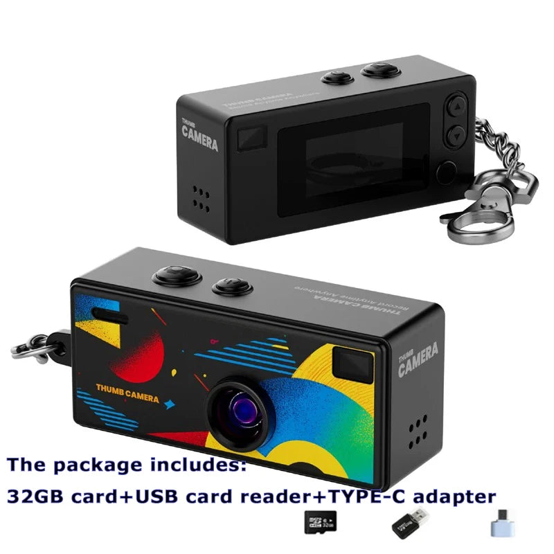 0.96 inch Keychain Camera, Retro Action Camera, Supports Memory Card, 1080P, Very Small Video Camera, Video Recorder
