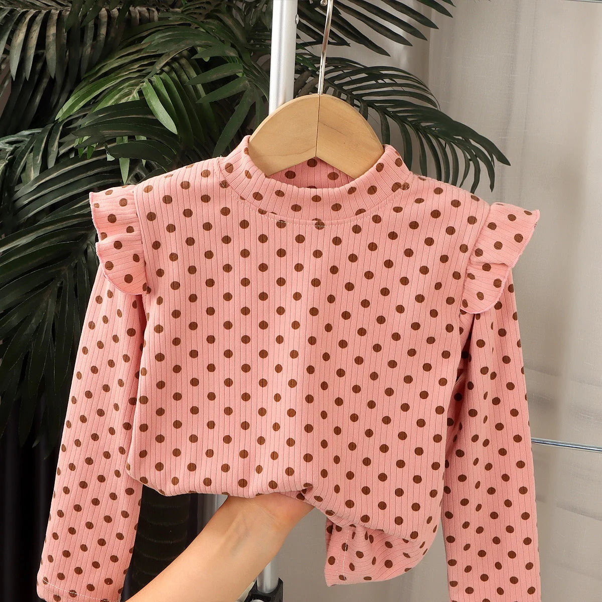 Maillot de corps à manches longues pour enfants, joli t-shirt à pois floraux, chemise en Y douce pour enfants, garçons et filles, 2-10T