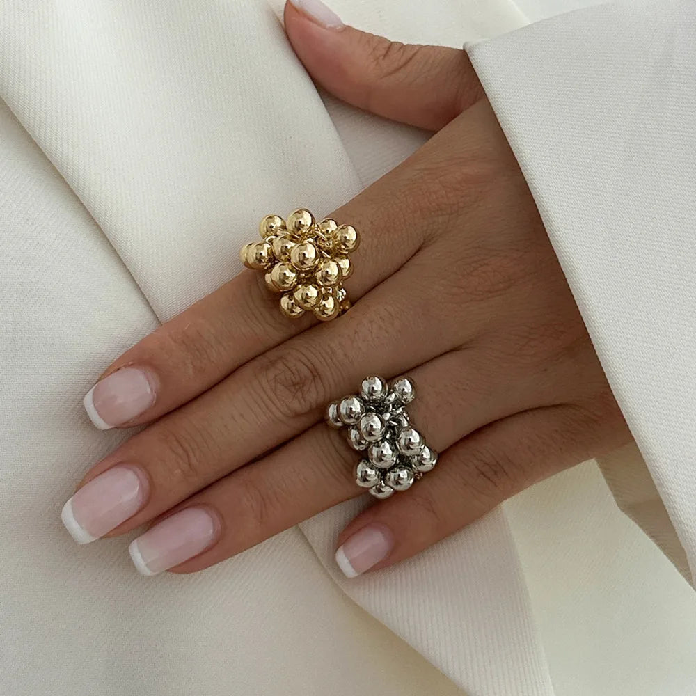 Bague Punk Hip-Hop Petite Boule Ouverte — Métal Tendance Cadeau 2026