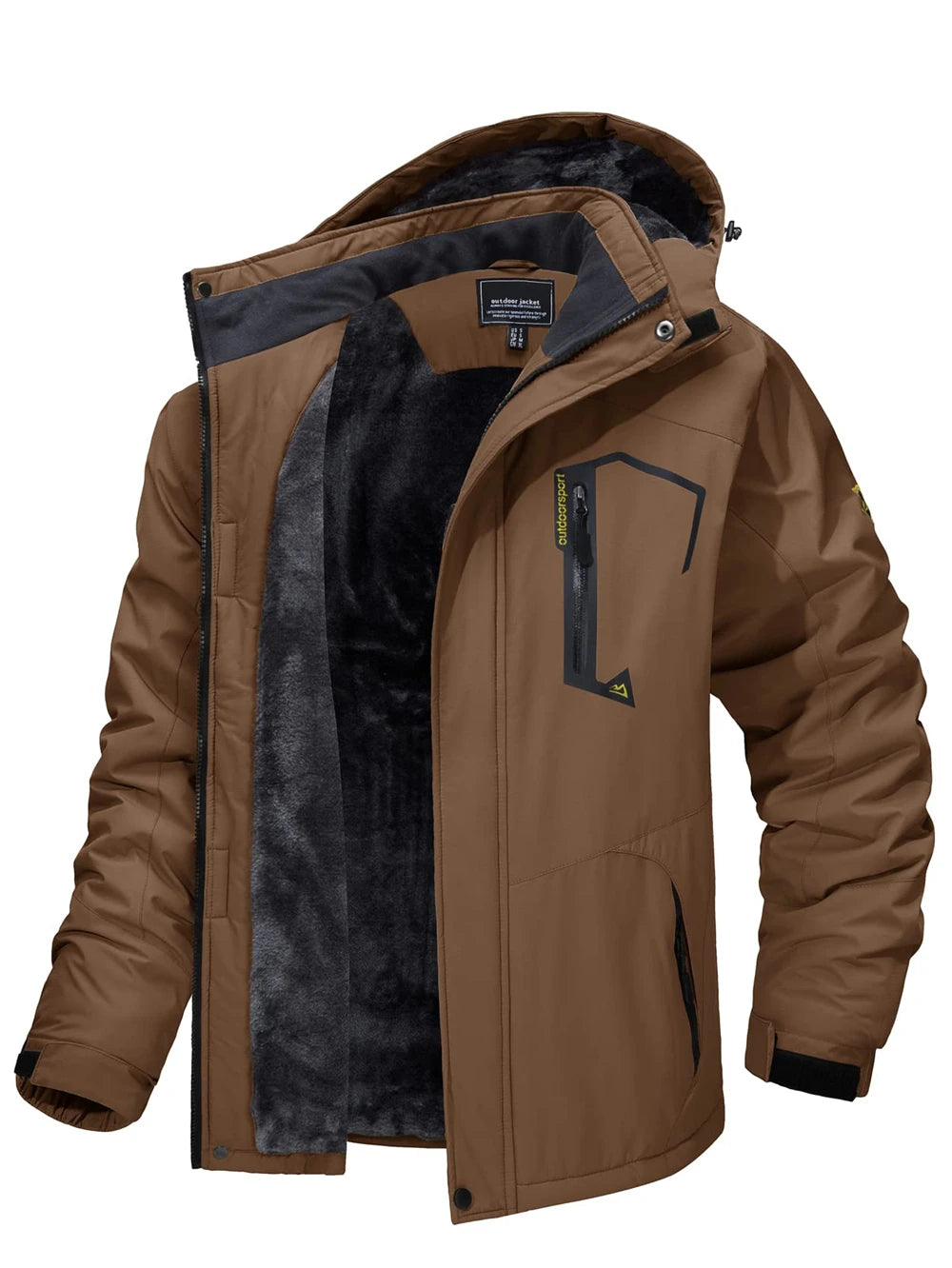 TACVASEN Fleece Lined Mountain Jackets Men Outdoor Hiking Jackets Detachable Hooded Coats Ski Snowboard Parka Winter Outwear