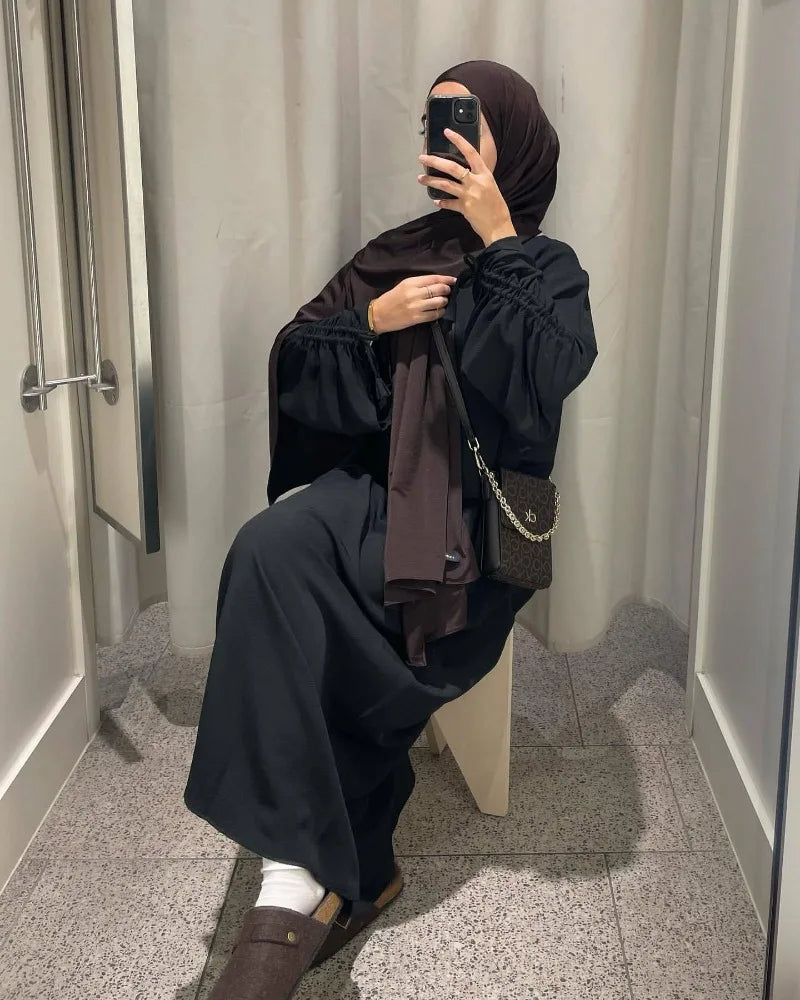 Robe modeste pour femmes musulmanes, arabie saoudite, Eid dubaï, Abaya uni, fête de vacances islamique, couleur unie, turquie, poignets à lacets, vêtements longs, 2024