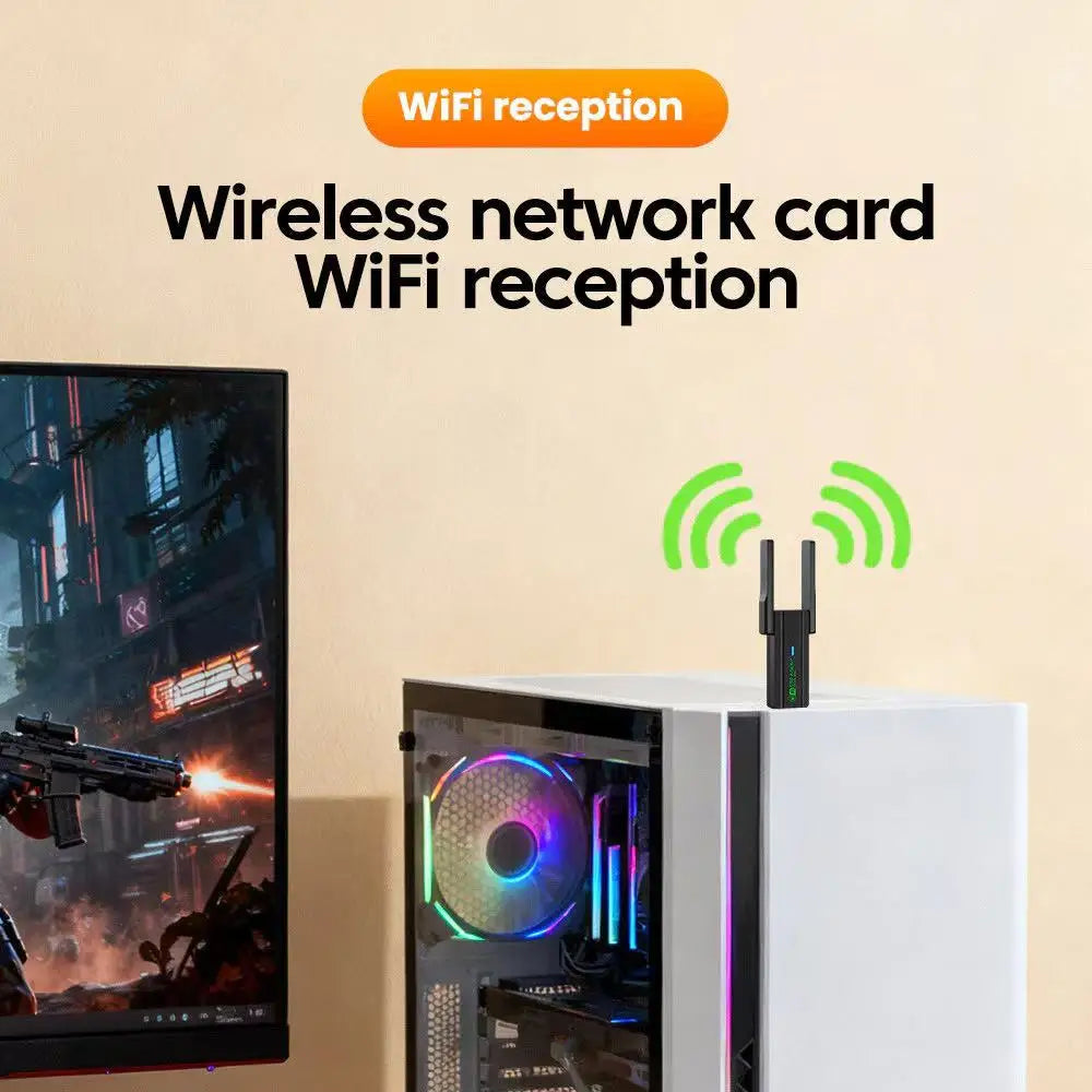 Carte réseau sans fil WiFi 5 1300M double bande 2.4G&5GHz USB 3.0 adaptateur WiFi haute vitesse sans pilote pour ordinateur de bureau portable