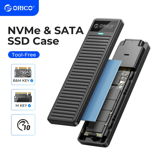 ORICO M.2 NVMe SSD boîtier 10Gbps USB 3.2 Gen2 boîtier conception Simple sans outil prise en charge UASP pour les joueurs NVMe SATA SSD