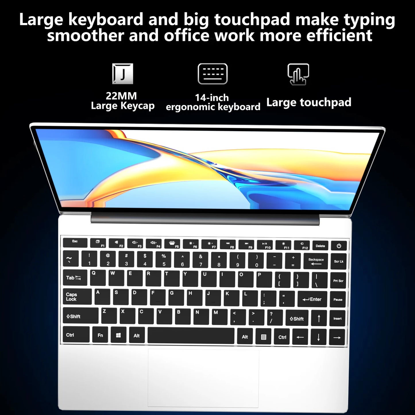 Ordinateur portable NAIWO 2026 14,1 pouces ultra-fin Windows 11 16 Go 2 To SSD PC Gamer Intel 4405U Écran 1920*1080 pour le bureau et les études