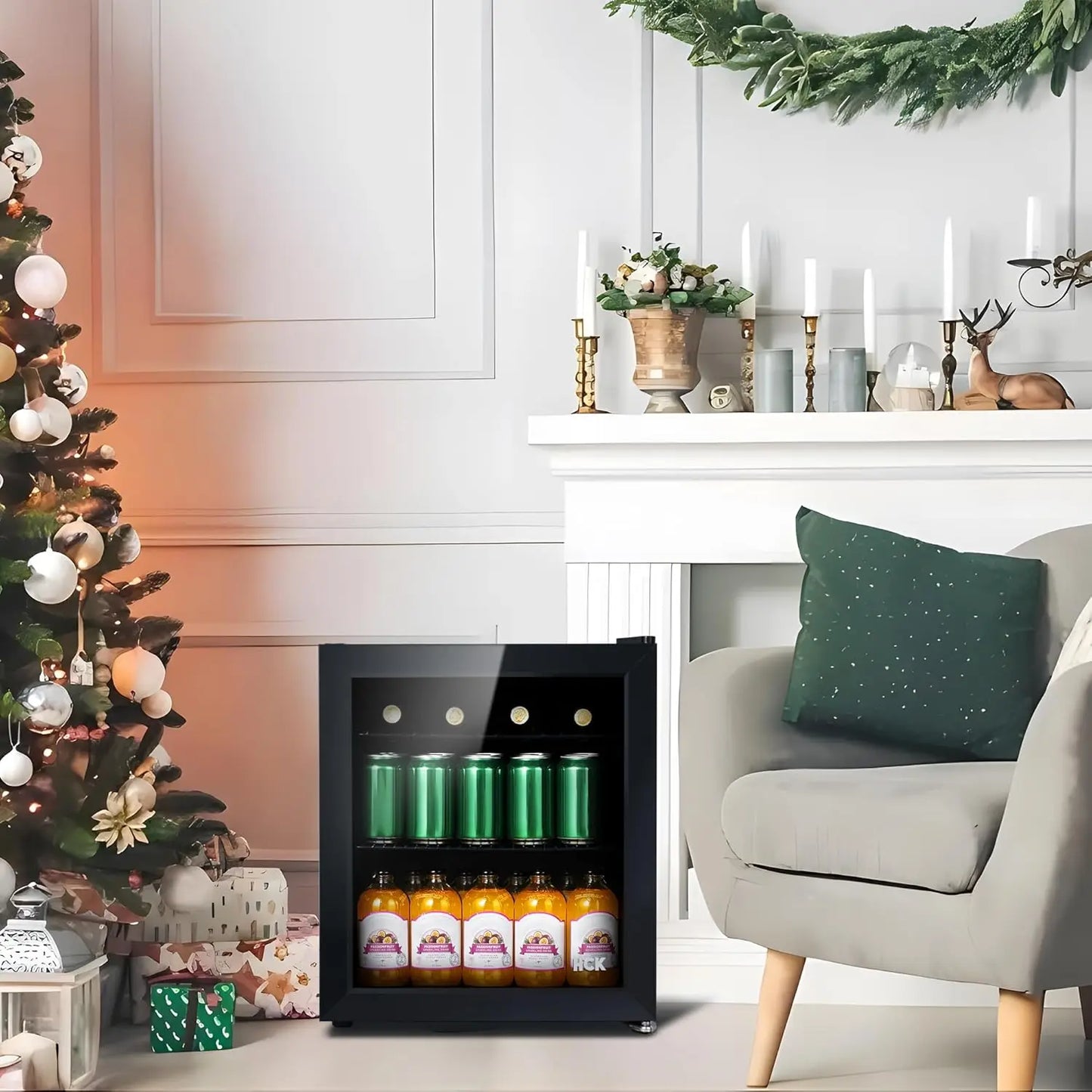 Mini frigo silencieux 48L — 0-15°C, porte vitrée transparente, mini bar, cuisine, noir