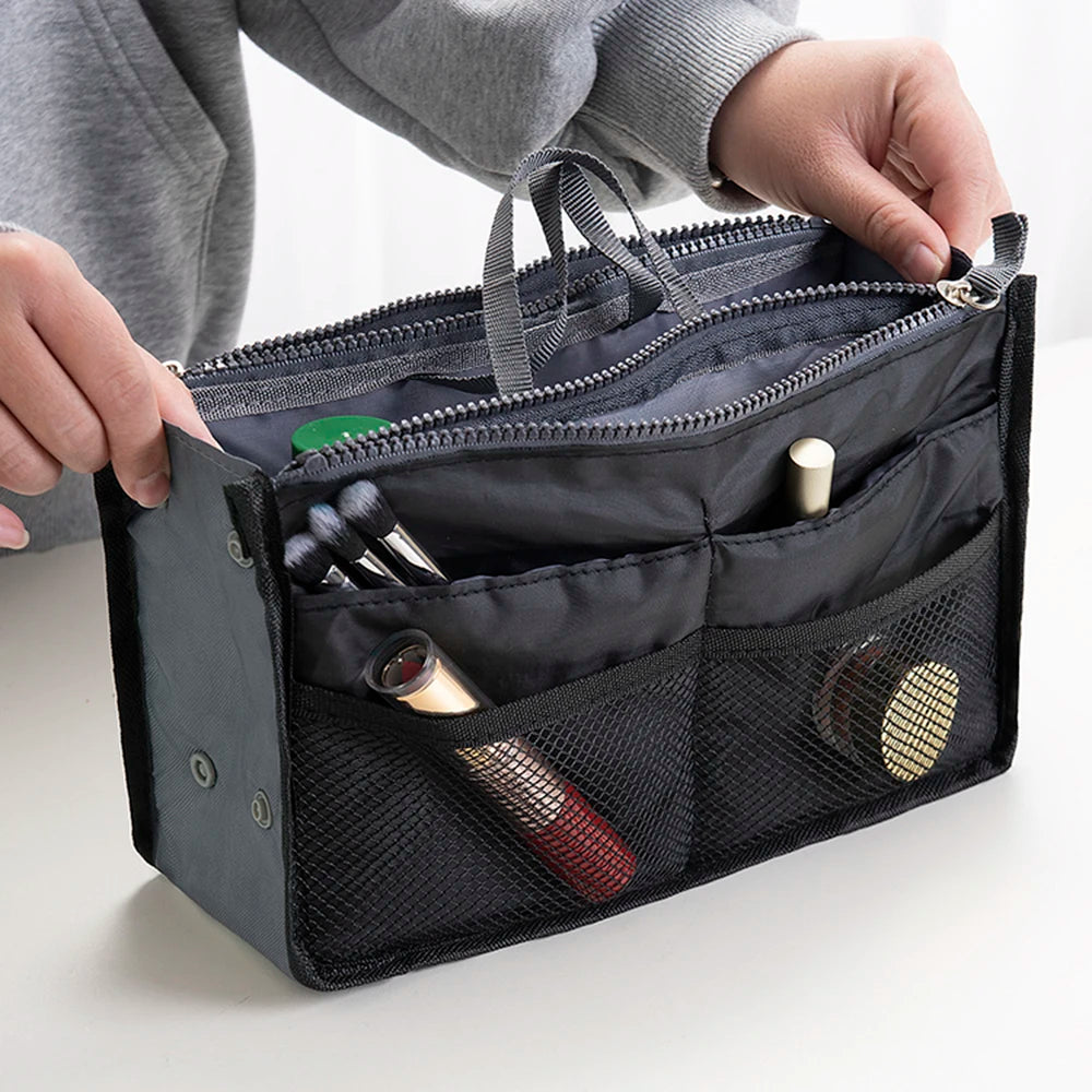 Bolsa de almacenamiento de cosméticos para mujer, organizador de viaje de nailon, bolso de mano plegable, gran capacidad, bolsa de almacenamiento de maquillaje