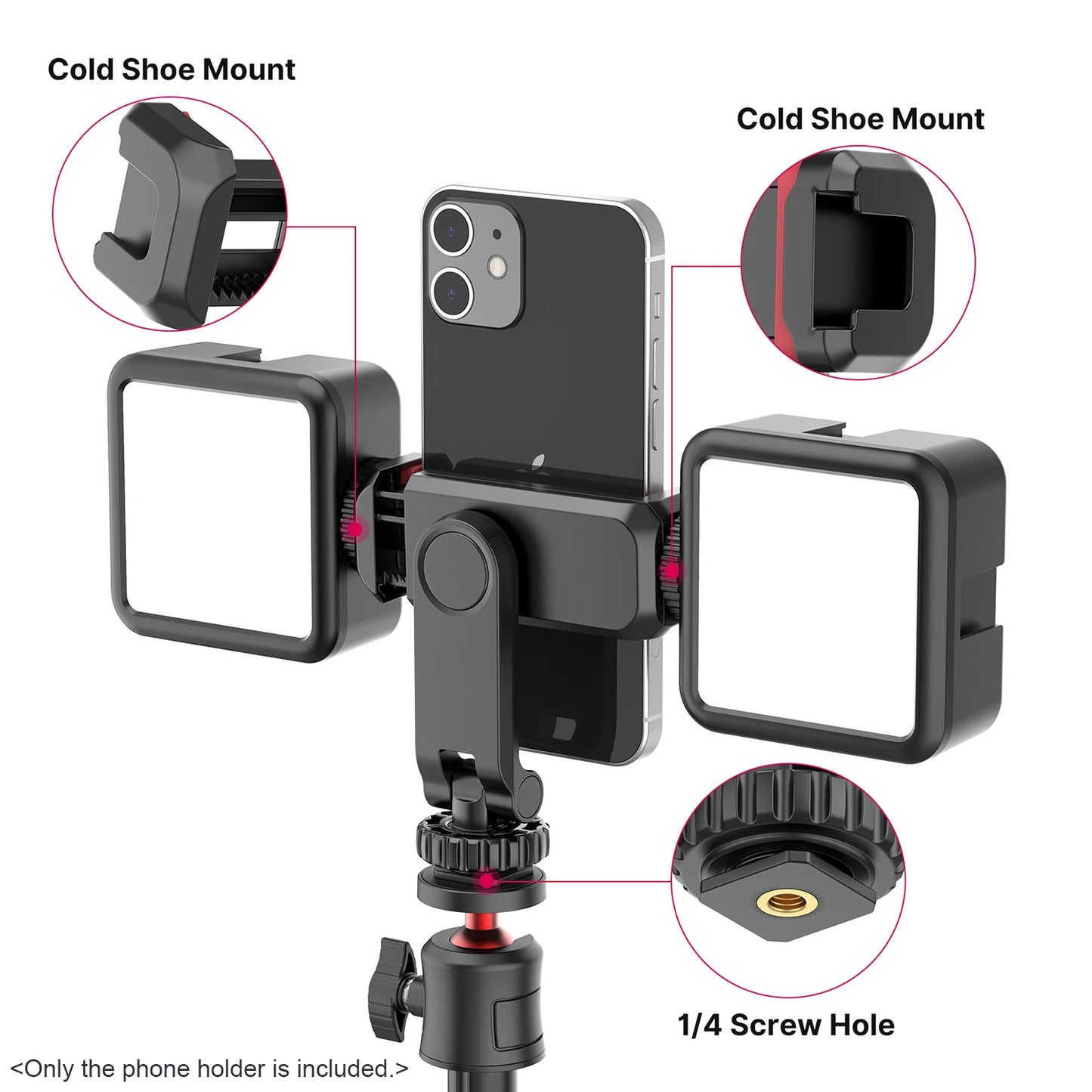 Support Téléphone Trépied 360° Multifonctionnel — Pince Double Sabot Froid Vlog
