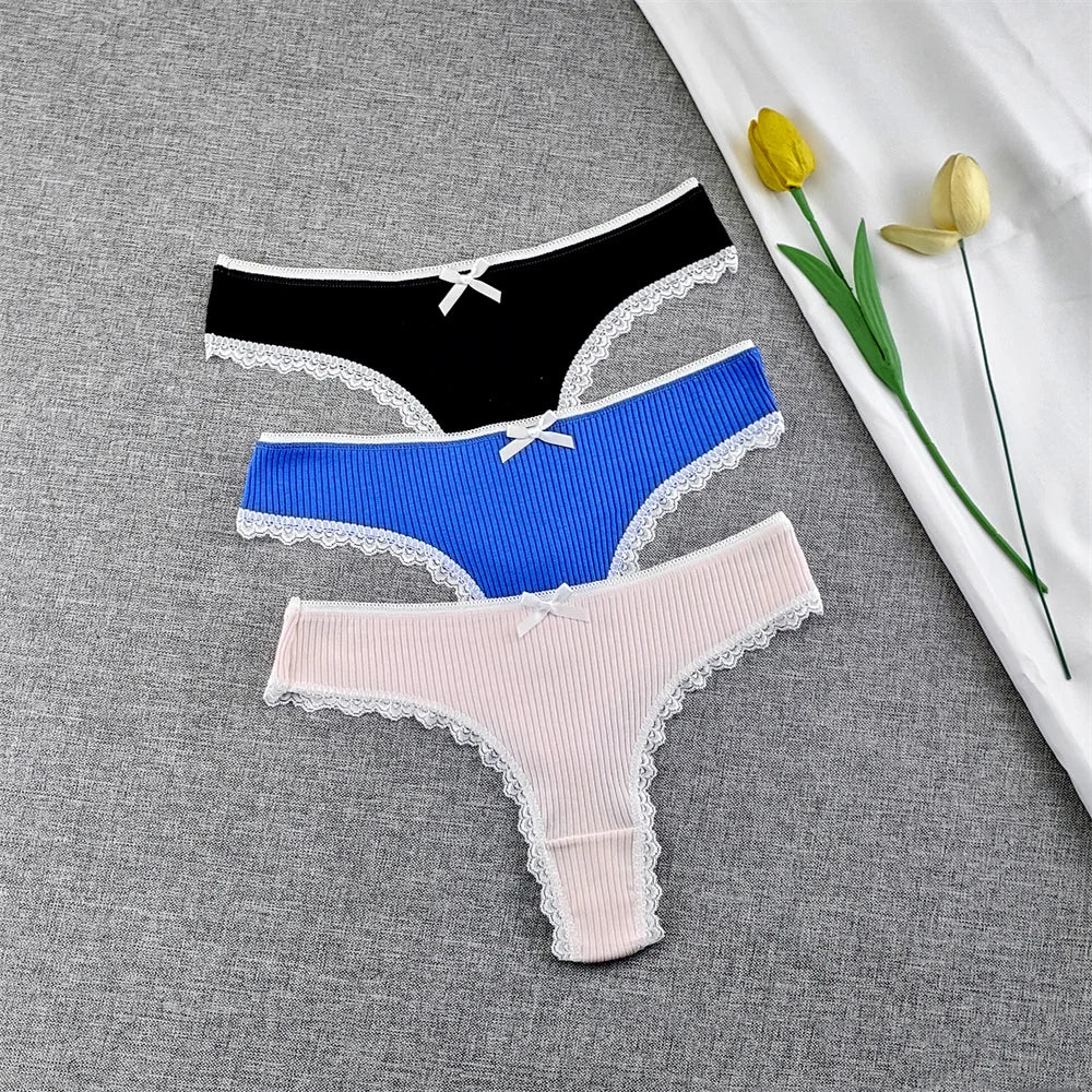 Culottes Dentelle Garniture Femme — Lot de 3 Pièces Lingerie