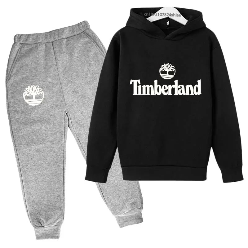 Ensemble Survêtement Enfants Style — Sweat À Capuche Pantalon 2 Pièces 2-13 Ans