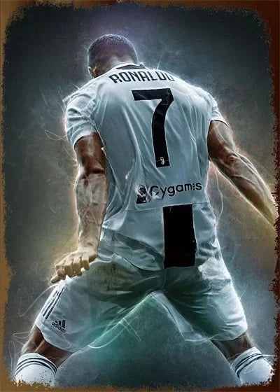 Affiche Métal Aluminium Étoile Football — Décoration Murale Bar, Club & Salon
