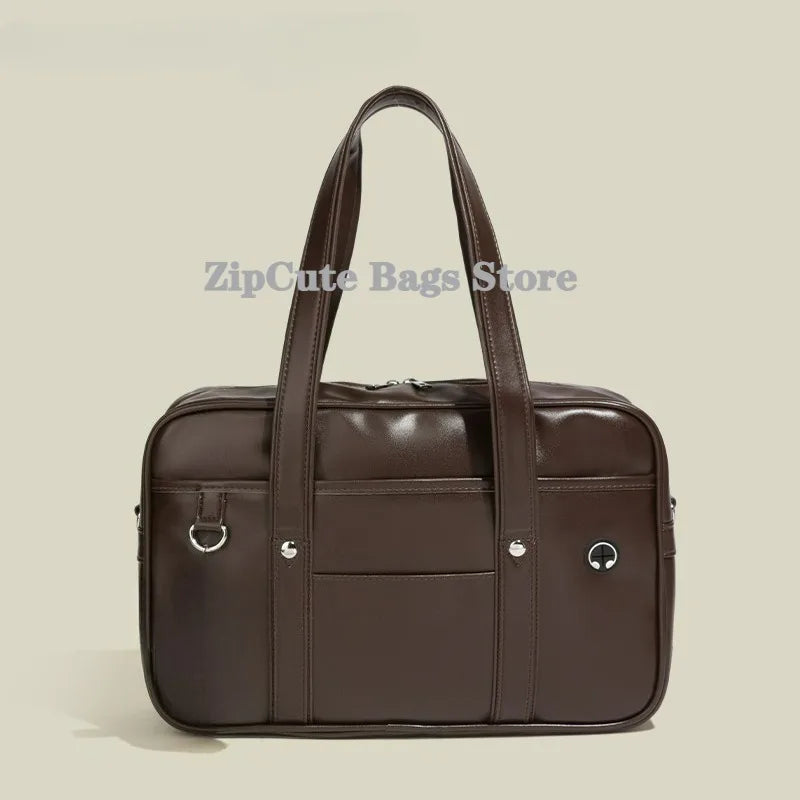 Two-dimensional Japanese JK uniform student bag, PU satchel for girls, wear-resistant and waterproof single-shoulder messenger handbag