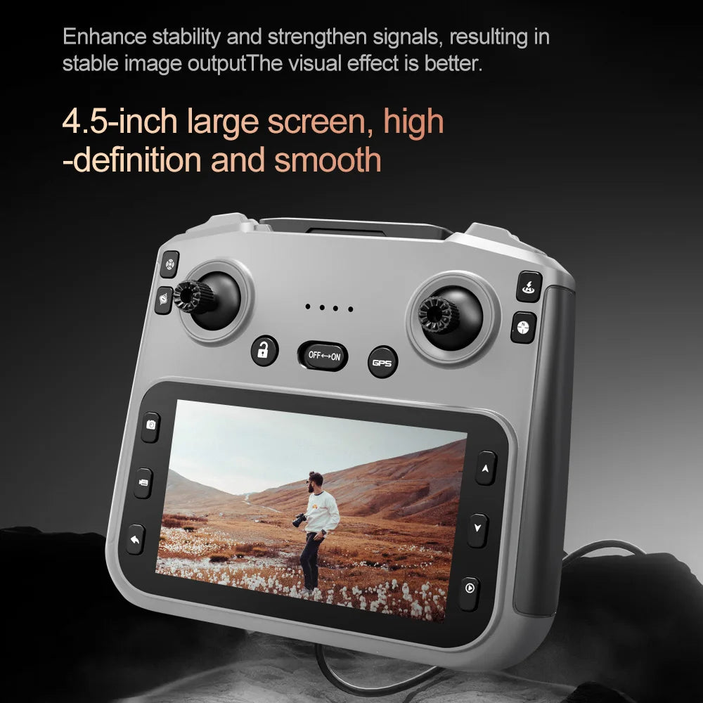Drone GPS Lenovo V198Max 4K Profesional 8K HD Doble Cámara Motor Sin Escobillas 5G WIFI FPV RC Cuadricóptero Helicóptero con Pantalla Juguete