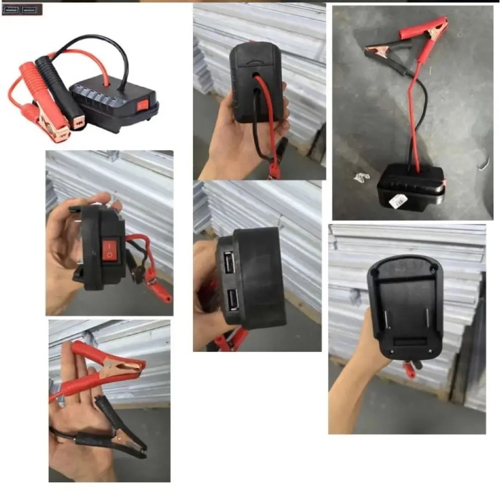 Convertisseur de batterie au lithium pour voiture — clip de chargeur, démarreur d'urgence, adaptateur de câble