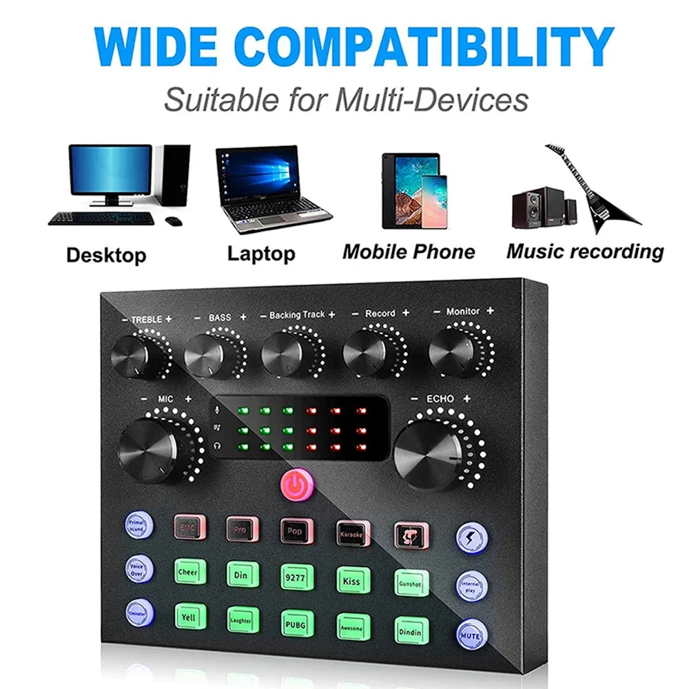 V8S – Kit carte son live avec microphone pour streaming, enregistrement et DJ
