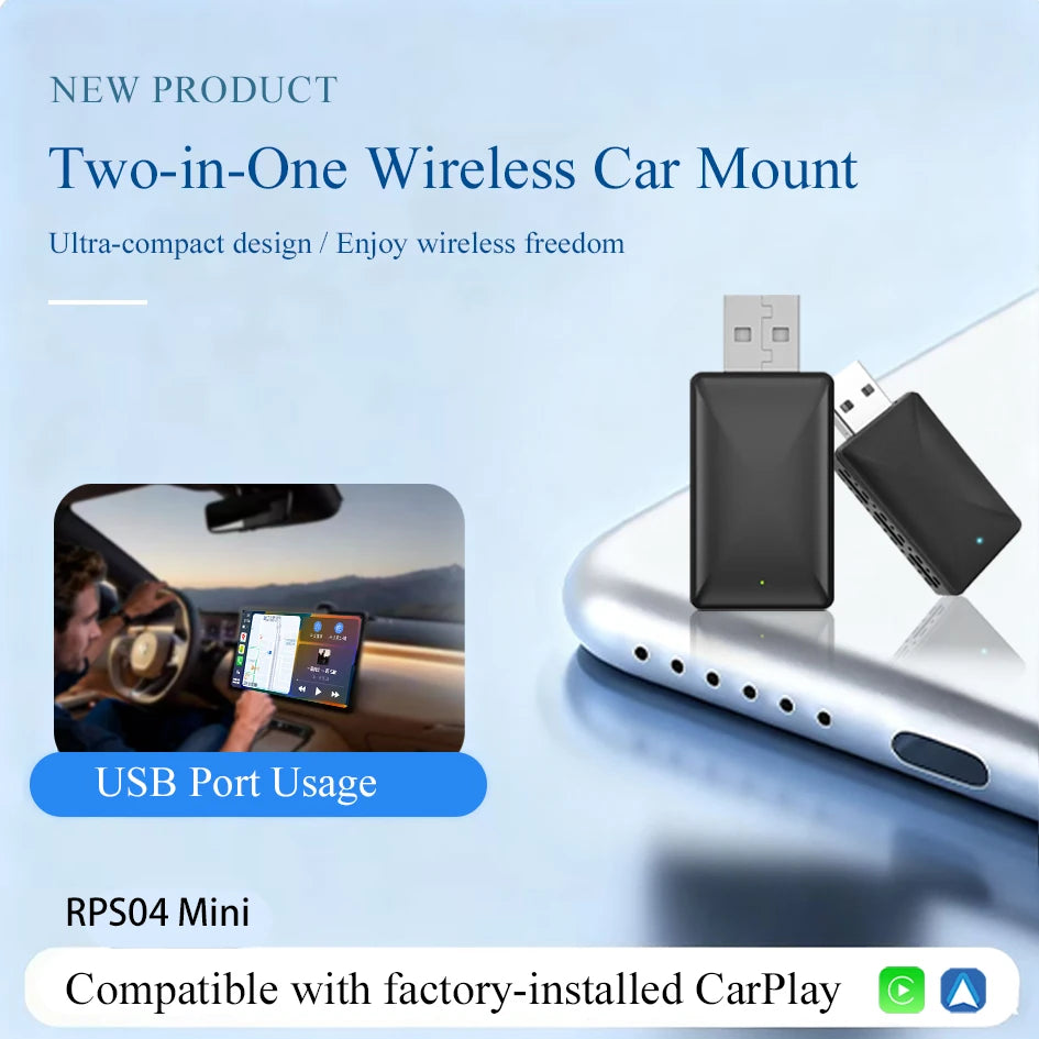 Adaptador Carplay inalámbrico 2 en 1, Android Auto, Dongle con cable a inalámbrico, caja inteligente AI, conexión automática, sistemas inteligentes para coche