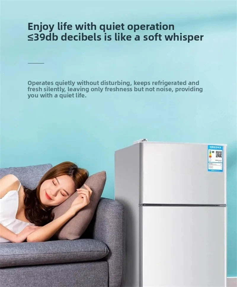 Refrigerador de doble puerta para apartamento de alquiler, pequeño refrigerador doméstico con congeladores profundos, refrigerador de bajo consumo de nivel uno