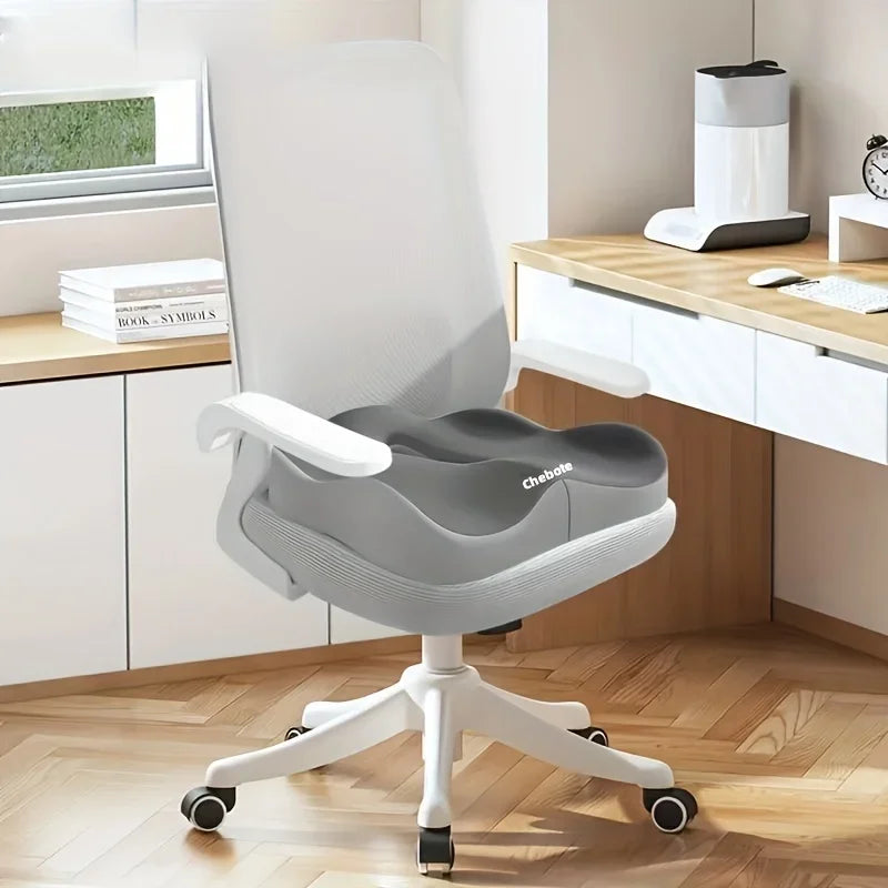 Cojín de asiento de espuma viscoelástica, 1 pieza, soporte ergonómico 3D | Verde claro y gris, poliéster lavable, esenciales para coche/oficina