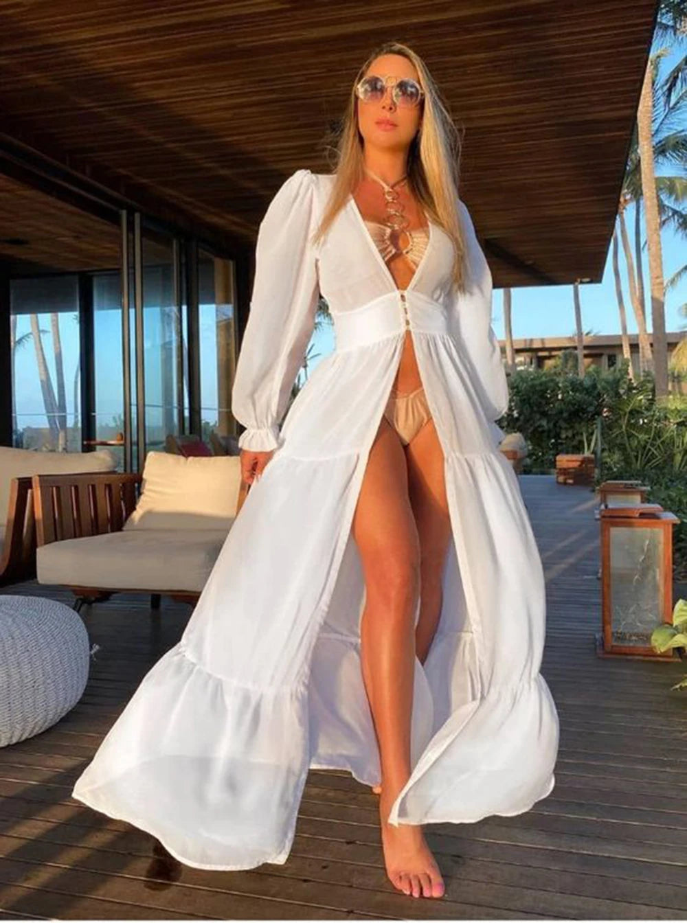 Blue Eyes Bikini Cover-Up, Tuniques de plage, Long Kaftan, Robe de plage, Sarong, Maillots de bain