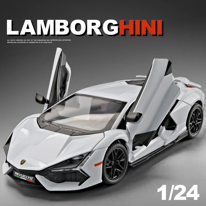 Modèle de supercar 1/24 avec son et lumière — collection miniature, cadeau d'anniversaire garçon
