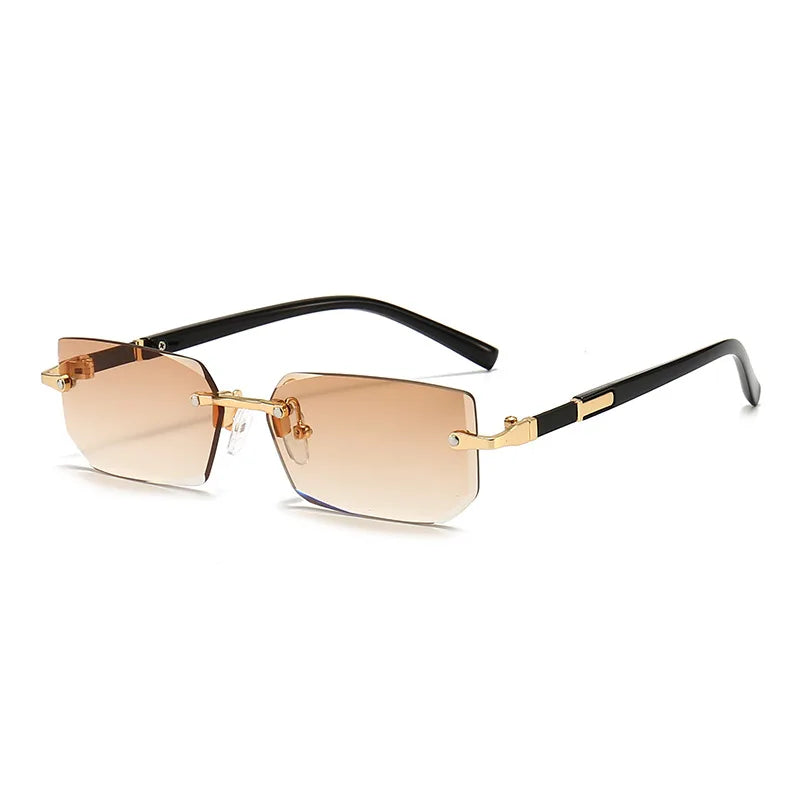 Rimless Rectangular Sunglasses for Men and Women, Popular Shades, Small Square Sunglasses, Summer Travel Fashion