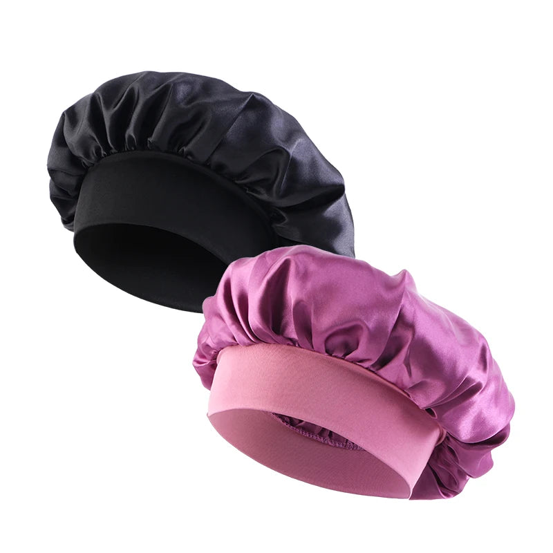 Bonnet de nuit en Satin à large bord, Bonnet soyeux, enveloppe de cheveux pour dormir, avec bande élastique souple, outil d'emballage des cheveux, nouvelle collection
