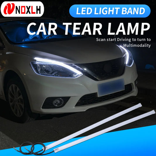 2 pièces phares automobiles clignotant blanc jaune feux de débit de frein LED DRL voiture feux de jour bande Flexible étanche 12V