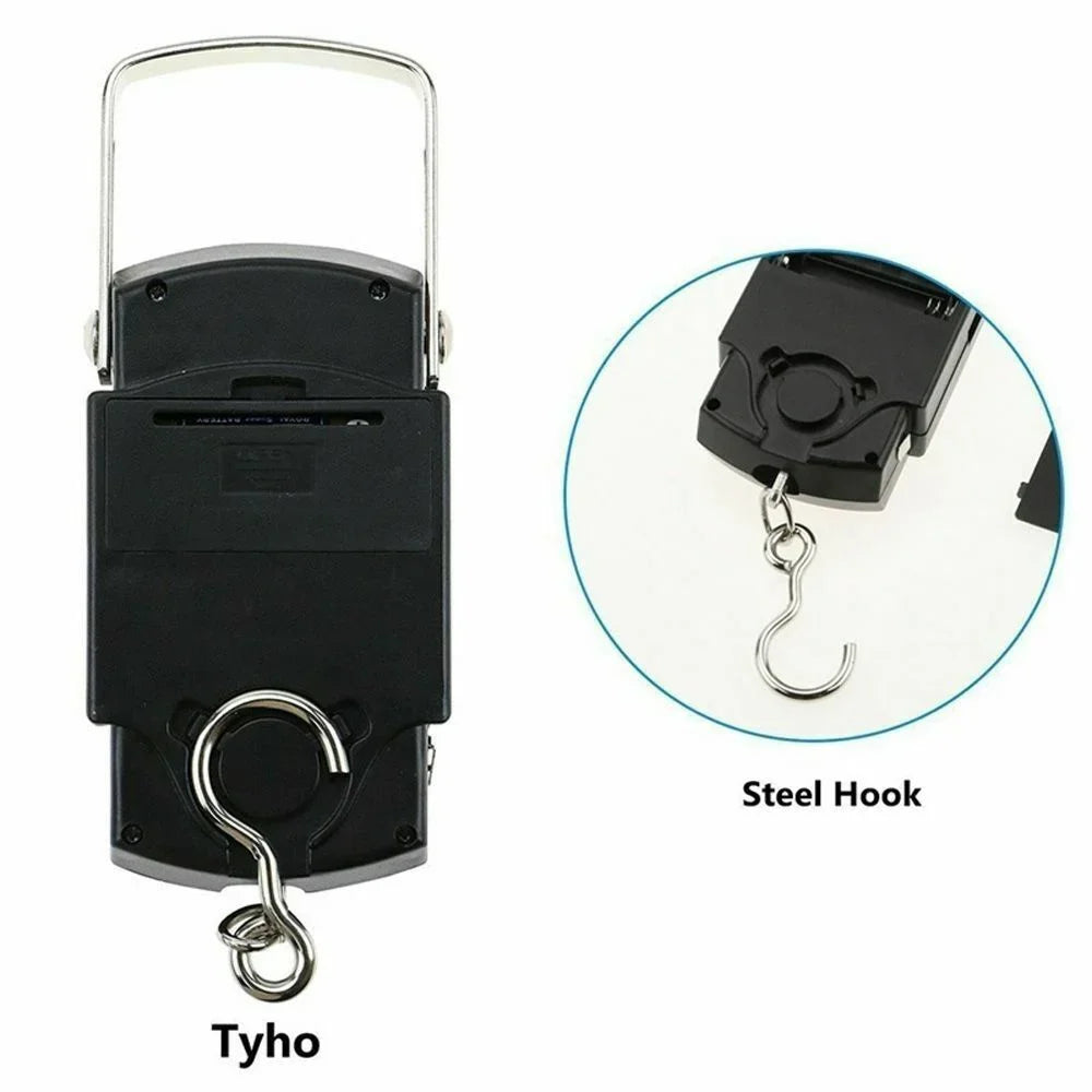 FLYSAND 110lb/50kg Balance électronique rétro-éclairé écran LCD avec ruban à mesurer Balance numérique pêche crochet suspendu Balance outil