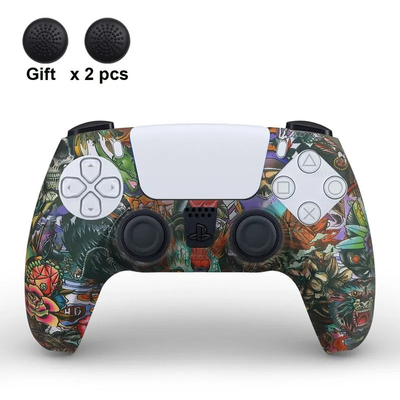 Housse de protection en silicone pour manette de jeu Slim — étui en caoutchouc antidérapant avec capuchons de poignées de pouce