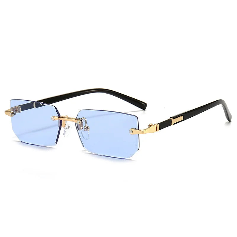 Rimless Rectangular Sunglasses for Men and Women, Popular Shades, Small Square Sunglasses, Summer Travel Fashion