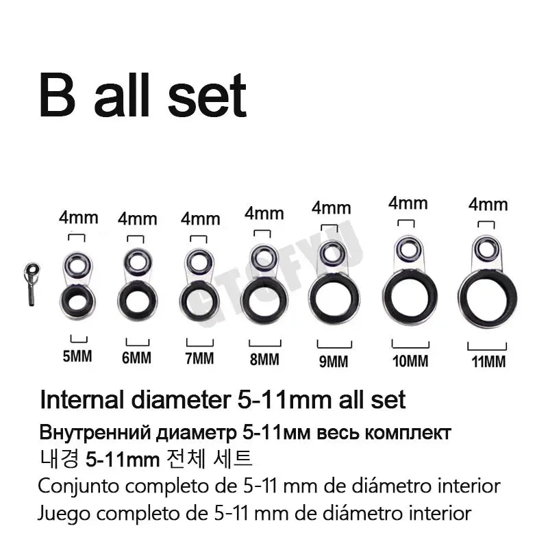 2mm-12mm tout ensemble diamètre roche canne à pêche Guides anneau réparation plusieurs tailles mer canne à pêche Guide anneaux rocky tige fil boucle